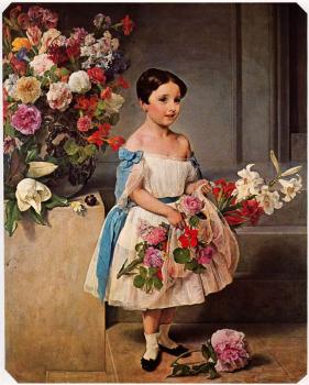 弗朗切斯科 海玆 Portrait of Countess Antonietta Negroni Prati Morosini as a child